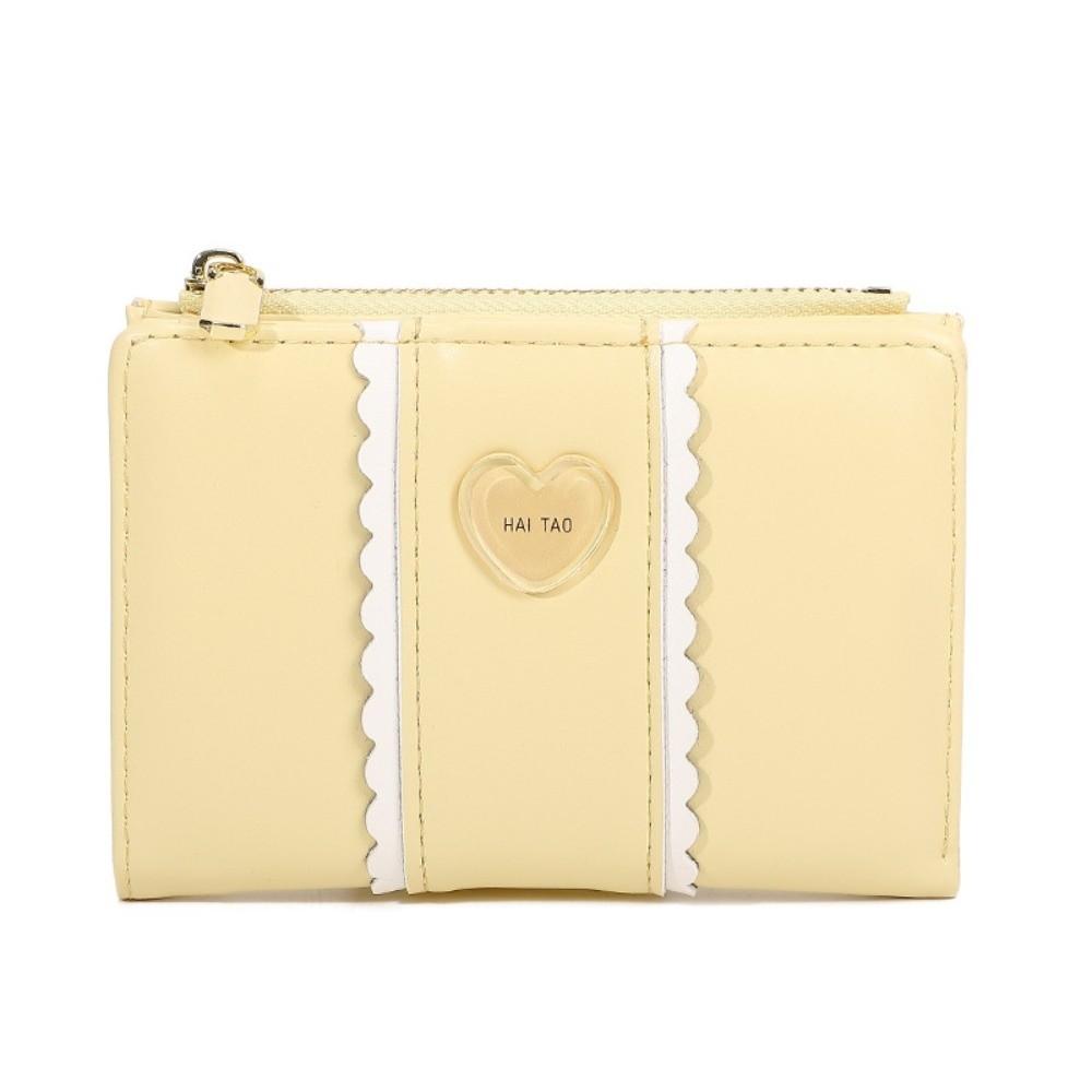 

Кошелек-бифолд с сердечком, элегантный держатель для банковских/ID/кредитных карт, женский короткий кошелек для покупок жёлтый