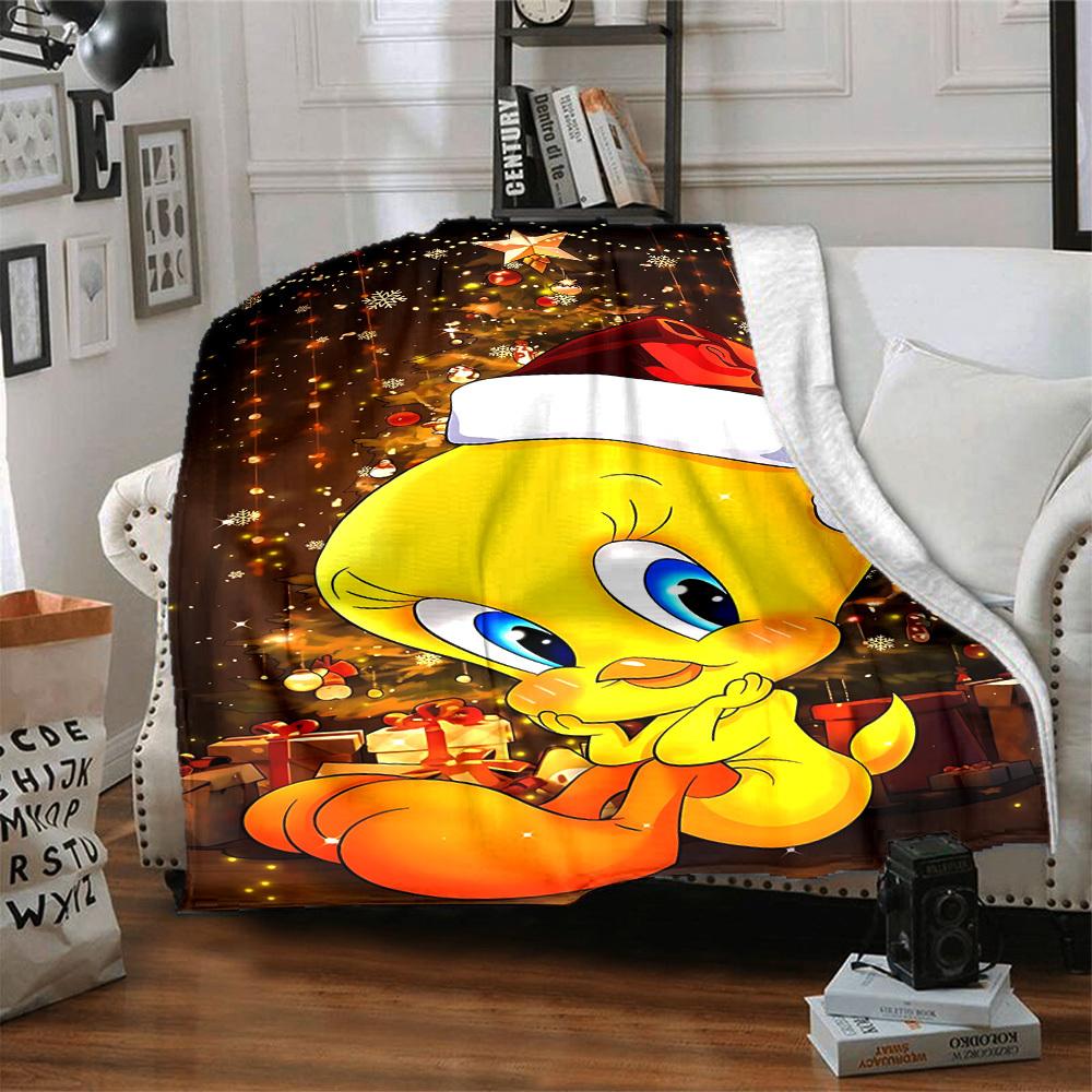 1pc Tweety Bird Blanket Lightweight Flannel Throw For Sofa, Bed, Travel, Livingroom, Office, Couch, Chair, And Bed