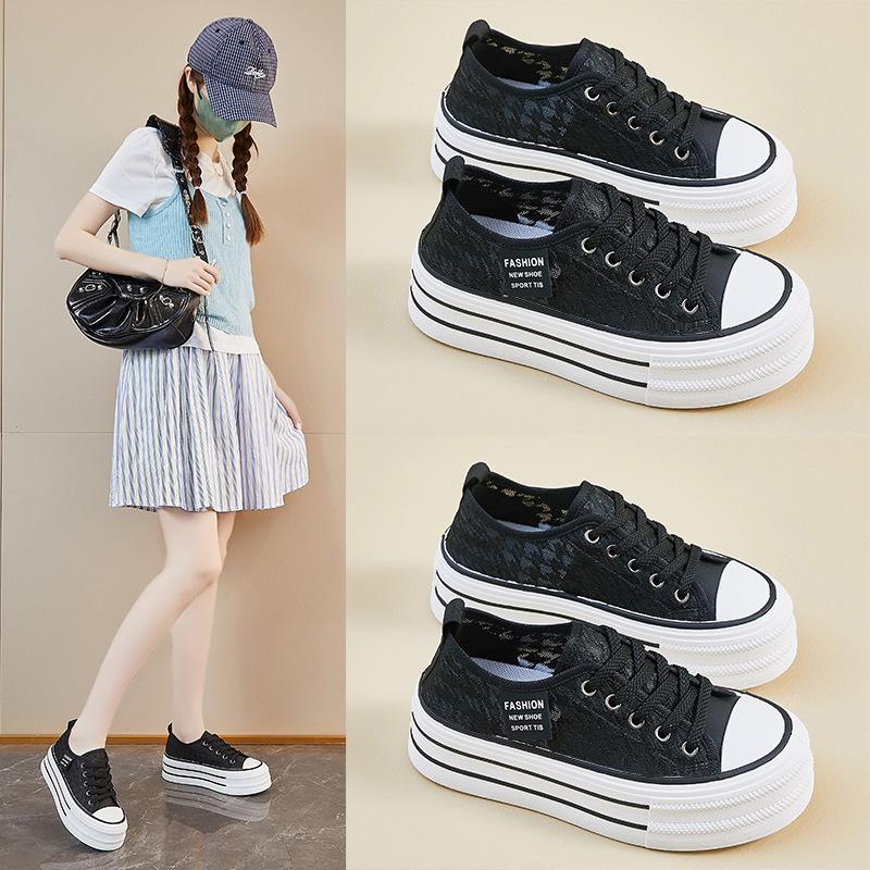 Letní síťované bílé boty Nový styl pro studentky Prodyšné Zvyšující výšku Ležérní Pouliční boty s klapáním