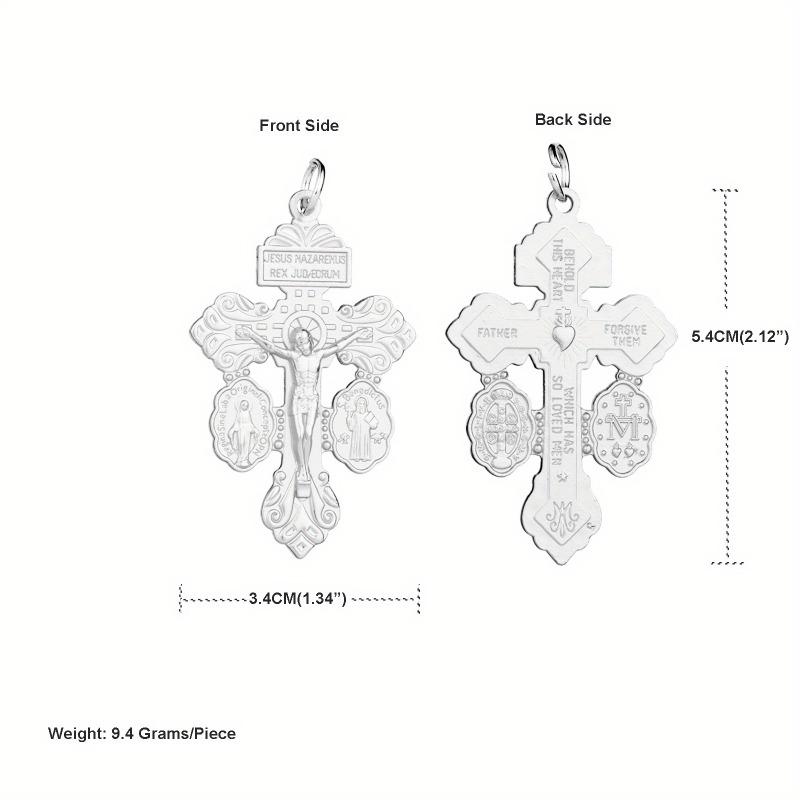 10 Pcs Metal Pardon Crucifix Catholic Pendant with St Benedict and Milagrosa Medal DIY for Rosary Necklace Making Parts.