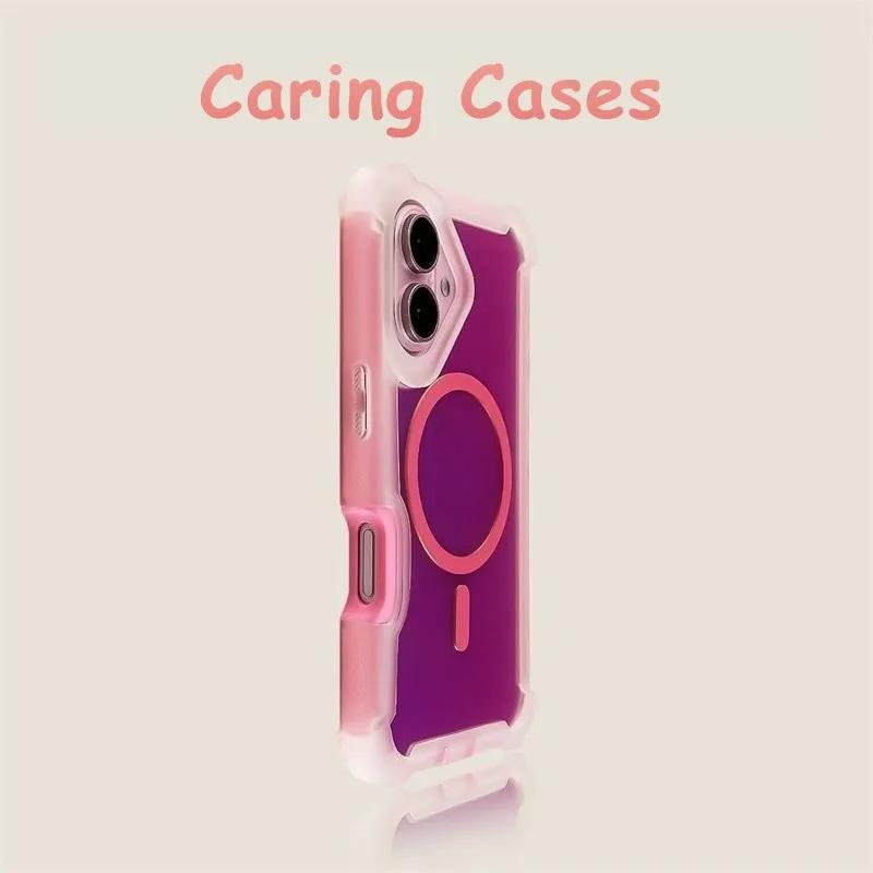 For iPhone 17 Pro Max Case Transparent Pink Iridescent MagSafe Airbag Corners Shockproof Bumper with iPhone 16 15 14 13 iPhone 15 Pro Max