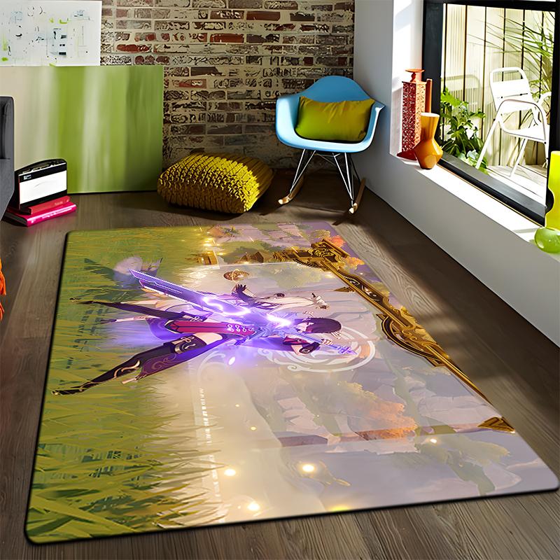 Anime Genshin Carpets Living Room Decoration Bedroom Parlor Tea Table Area Rug Mat Soft Flannel Large Rugs and Baby Gift Carpet