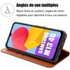 Coque + 2 Verres Trempés pour Samsung Galaxy M13, Coque Effet Cuir Elégant - Marron