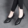 Pointed High-heeled Deep-mouth Single Shoes, Spring New First-layer Cowhide Iron-wrapped Pointed Rear Zipper Women's Shoes
