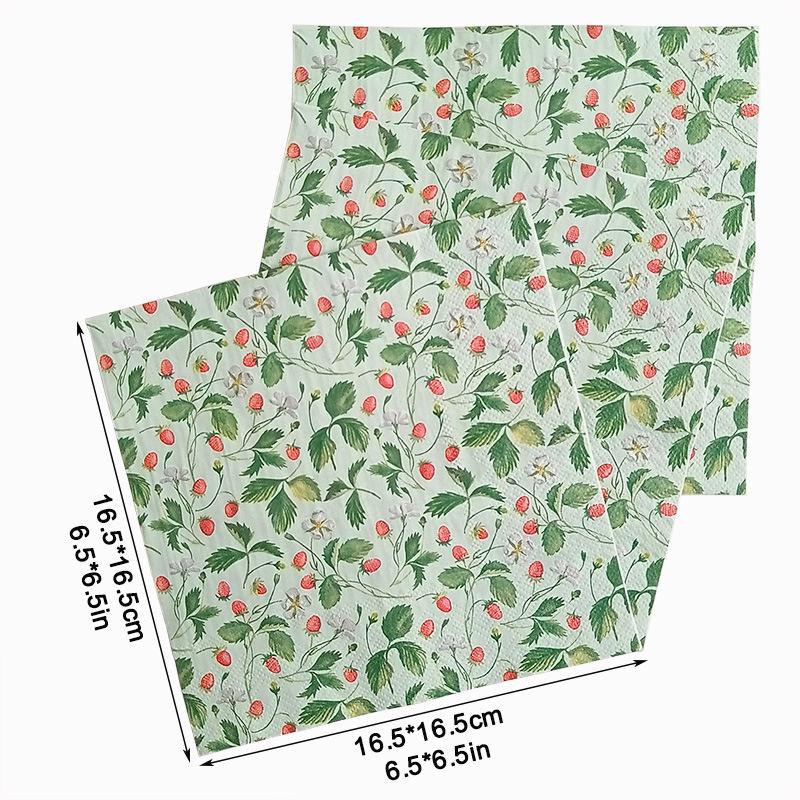 20Pcs Strawberry Printed Paper Napkins, Disposable Napkins Tissues for Weddings Party Festivals Anniversary Celebrations Decor
