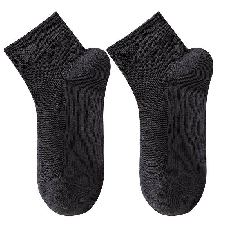 Men's Spring and Autumn Low-top Mid-calf Socks, Pure Cotton Mesh Thin Style, Summer Sweat-absorbing, Breathable and Deodorizing Business Socks