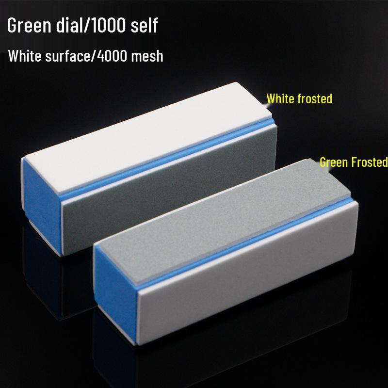 Pilă de Unghii Verde & Albă cu Două Fețe, Bloc de Lustruit - Pilă Argintie pentru Instrumente de Manichiură