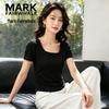Women's Square Neck Slimming Side Ruched Cropped T-Shirt