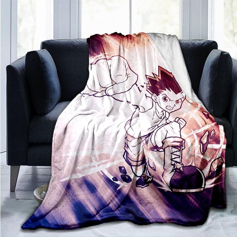 Anime Hunter X Hunter Flanelová deka Kreslený potisk Deky pro teenagery Povlečení Potah na pohovku Přehoz na postel Cestování Turistika Piknikové deky