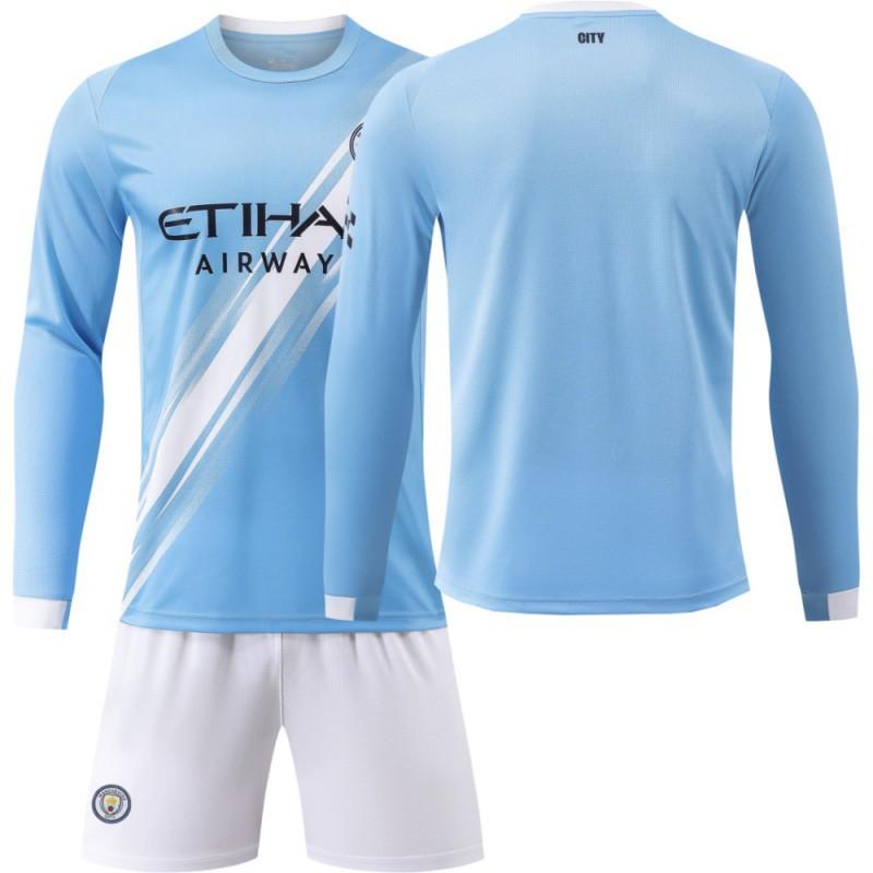 2324 Manchester City's Home Long-sleeved No. 9 Harland 17 De Braunet 10 Gralish Football Uniform Correct Jersey