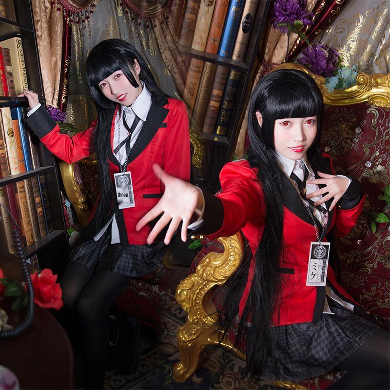 Anime Kakegurui Yumeko Jabami Girls School Uniform Cosplay Costume