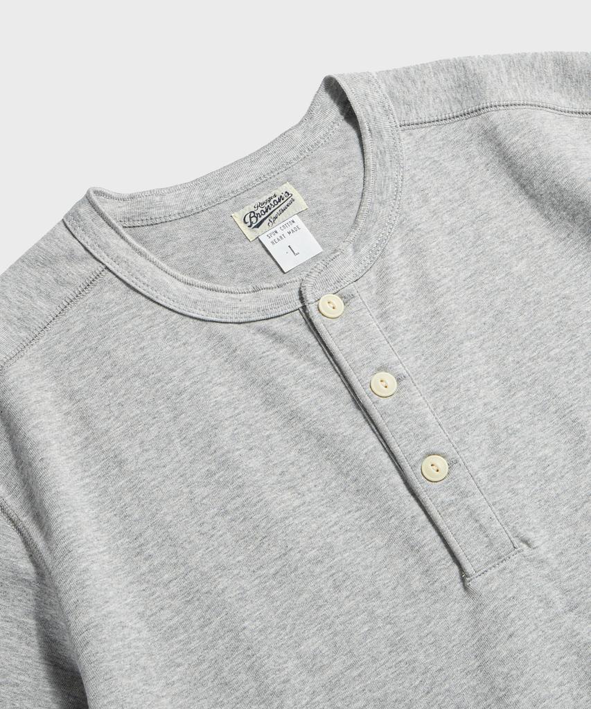 Beulonseun 10.6 Oz Cotton Short Sleeve Henley Tee Gray