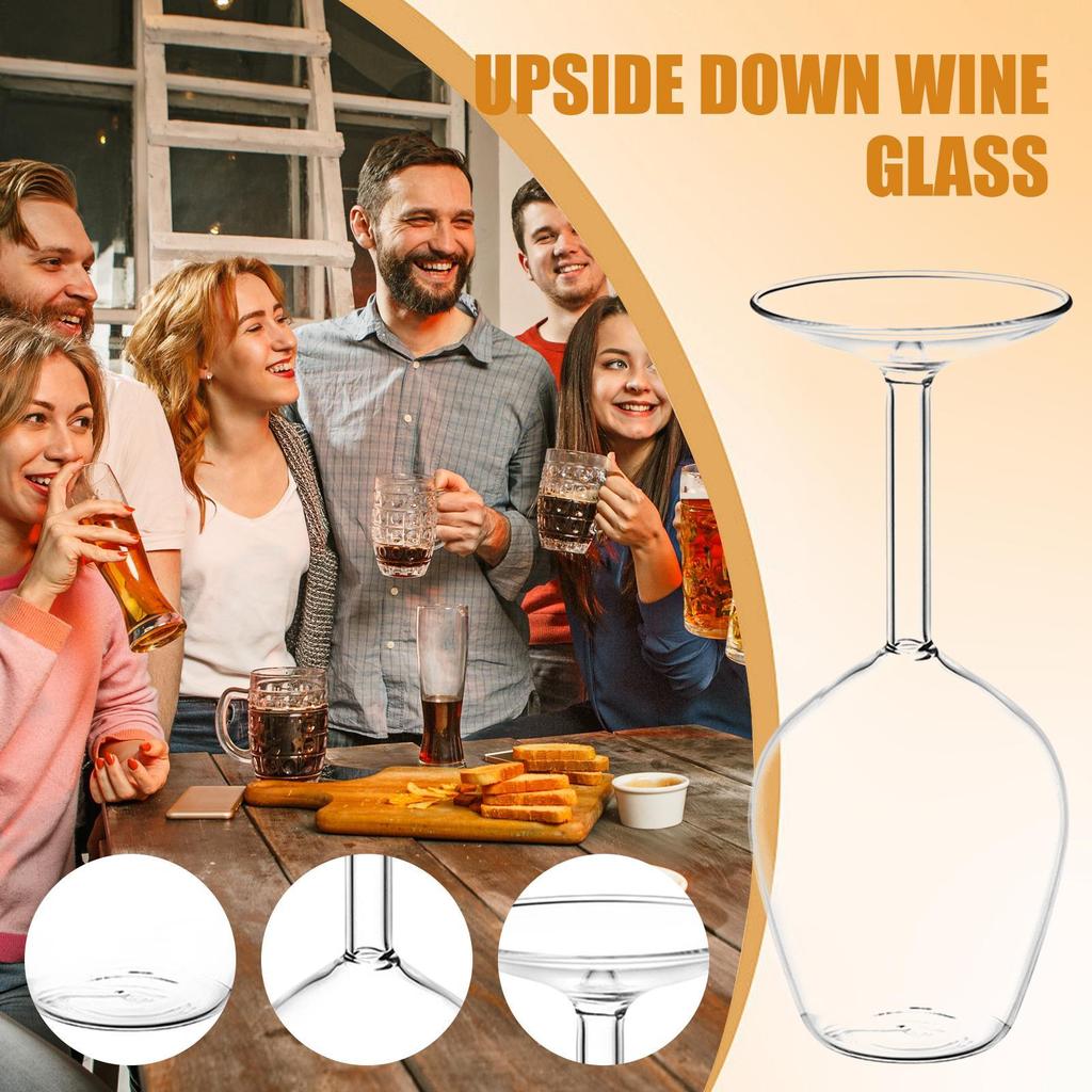 New Upside Down Wine Glass 400ml Long Stem Red Wine Cup With Fun Inverted Design Unique Christmas Gift For Cocktail Beer Drinks