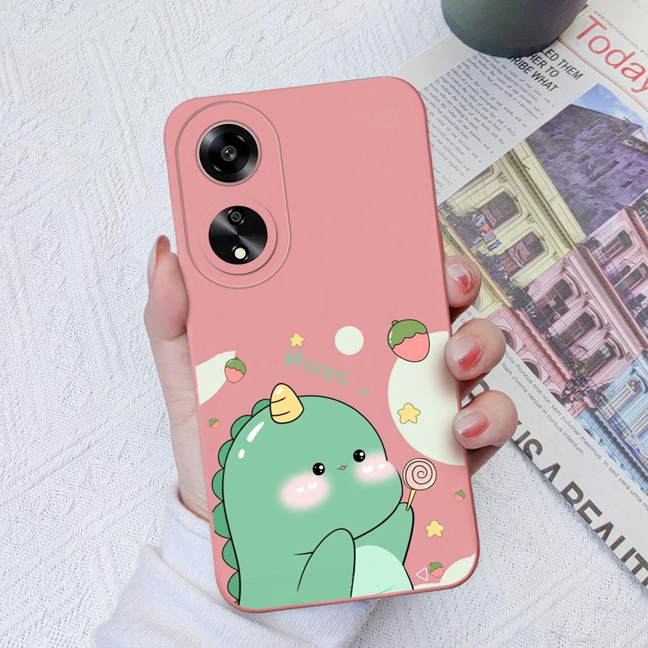 Schutzhüllen für Oppo A15 A1K A7 A35 A55 A1 A52 A11, süßes Dinosaurier-Muster, weiches, glattes Flüssigsilikon, hochwertige Anti-Fingerabdruck-Hülle für Oppo Capa