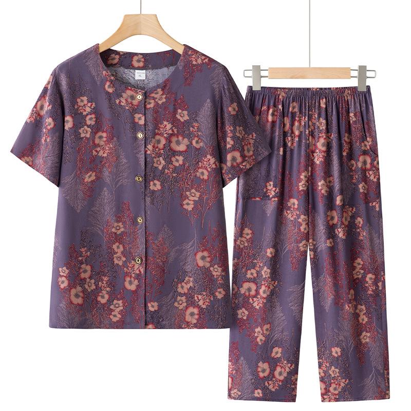 2026 New Style Lightweight Summer Cardigan and Short-Sleeve Set for Middle-Aged and Elderly Women