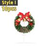 10pcs Christmas Cake Picks Cake Toppers with Bow Holiday Cupcake Toppers Wreath for Holiday Christmas Cake Ornaments Decorations