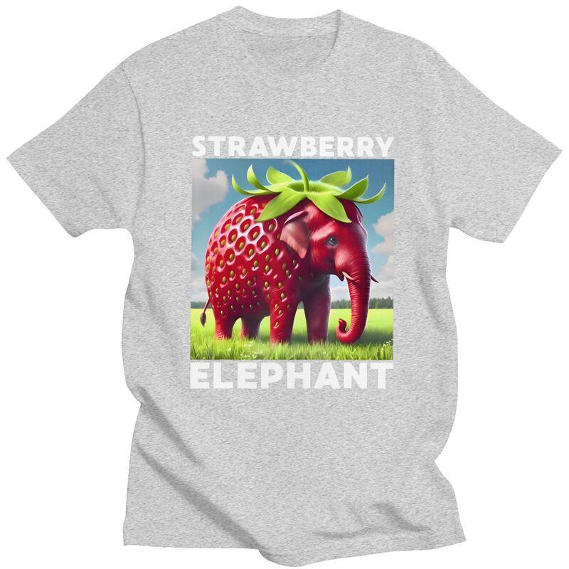Male Strawberry Elephant Italian Brainrot T Shirt Round Neck Pure Cotton Short Sleeve TShirt Novelty Summer Tyle Clothes