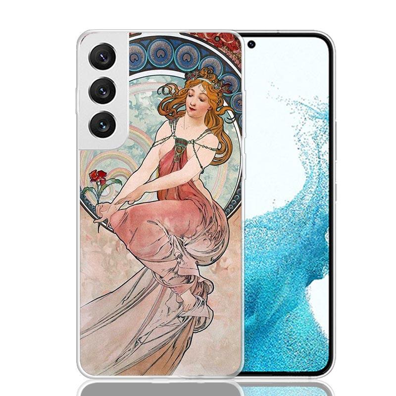 Alfons Mucha Primavera Case Phone Cover for Samsung Galaxy S24 S25 Ultra S23 Plus S22 + S21 S20 FE S10 S25Plus Trend Fundas S24