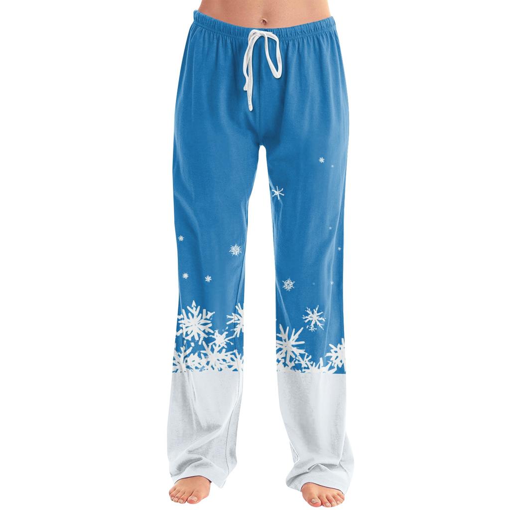 Damen Casual Hose mit Weihnachtsdruck ohne Taschen für Feiertags-Lounging und den Alltag