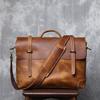 Men's Retro Genuine Leather Crossbody Messenger Bag - Handmade Crazy Horse Cowhide Briefcase