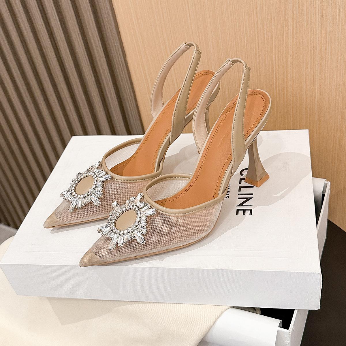 

Мода Новый Стиль Однотонные Туфли на Высоком Каблуке с Заостренным Носком и Тканью, Инкрустированной Бриллиантами, с Подсолнухами и Металлическими Насосами B 40