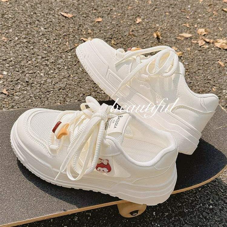 2025 Women's White Mesh Breathable Sneakers - Versatile & Stylish for Skirts and Sports.