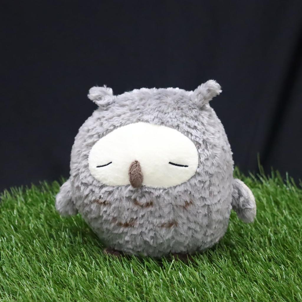 Shinada Plush Round Owl (L) Plush Toy, Gray, Snail