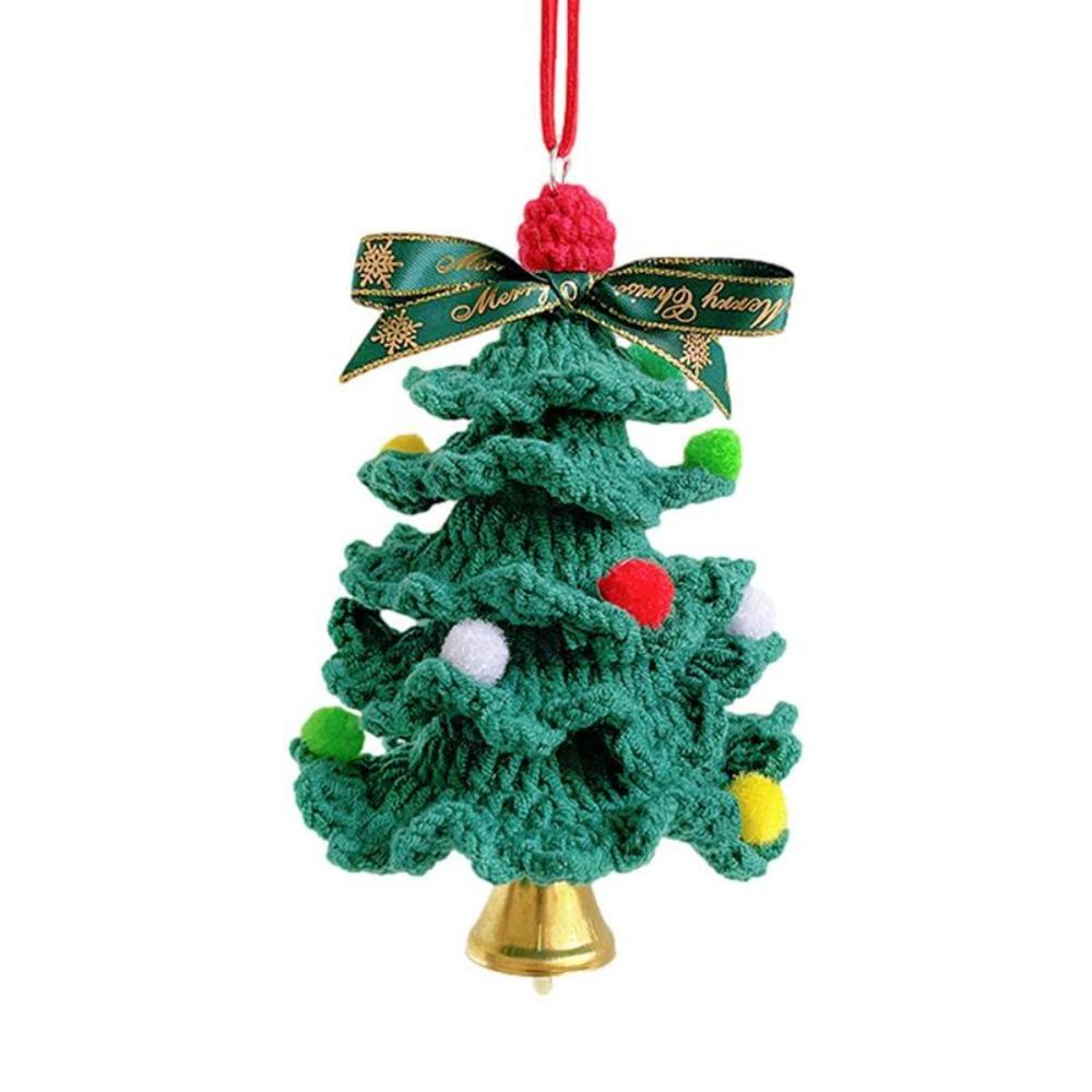 

Crochet Christmas Pendant Vehicle Pendants Xmas Tree Hanging Backpack Keychain зелёный