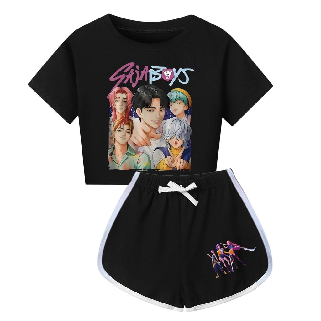 Kpop Witch Hunt Summer Boy Girls Cute Comfortable Soft Printed Half Body Short Sleeved Shorts Set