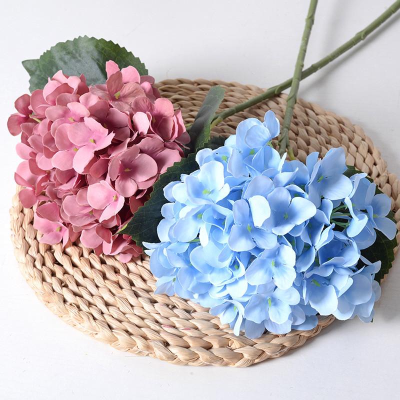 Simulated Hydrangea Single Flower With Leaf Home Wedding Hall Decoration Prop