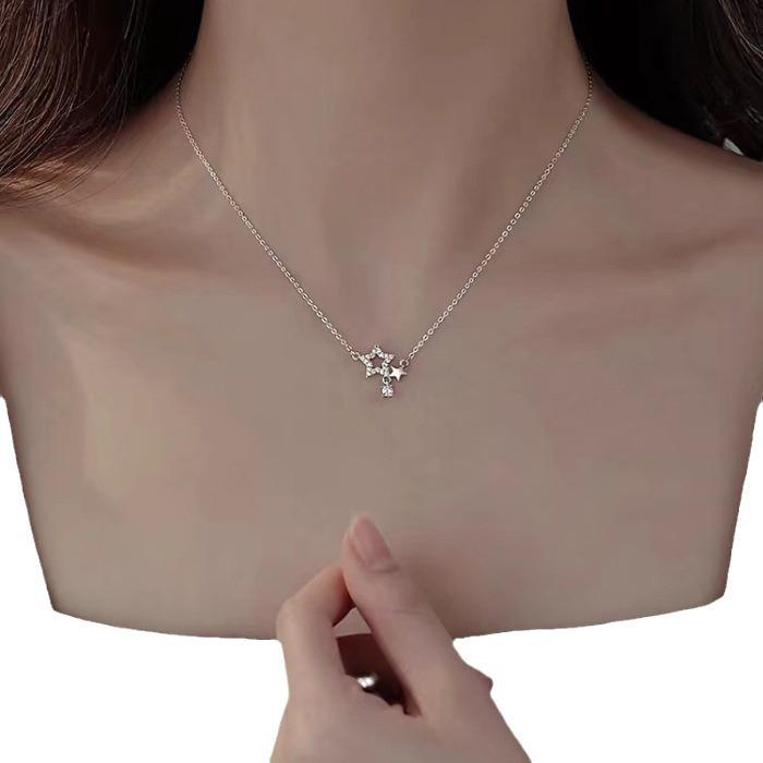 925 Sterling Silver Star Necklace - 2024 Trendy Light Luxury Clavicle Chain for Women