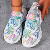 Fashion Multi Color Floral Print Sneakers Women Fashion Rhineshion Mesh Sport Shoes Thick Platform Casual and Comfortable Woman Shoes