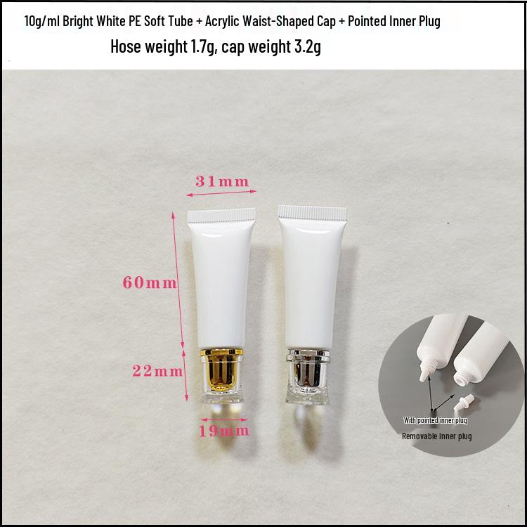 In Stock 10g Eye Cream Empty Tube - Milky White Refillable Skincare Cosmetics Packaging 