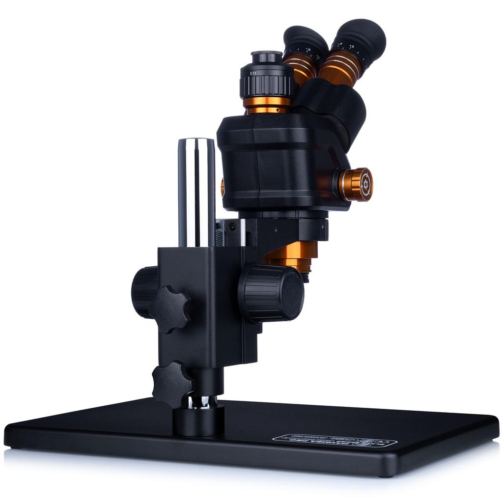 Rosfix Trinokulares Mikroskop Haumea Pro Black Series MSHP-T-PS1-B – Vergrößerung 6,5x–58x | 360° Kopf | Metallbasis 38x26 cm