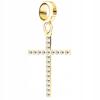 Charms Złoty Z Krzyżykiem Krzyżem Cyrkonie Krzyż Krzyżyk Cross Srebro 925