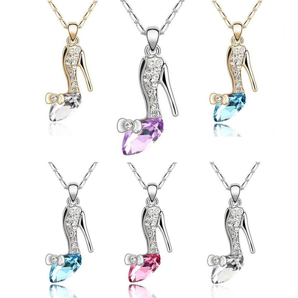 Damen Edle Anhänger Tages-Schuh-Charm Modeschmuck Damenschuhe Geschenk Heißer Aschenputtel-Anhänger Hohes Halskettchen Kristall