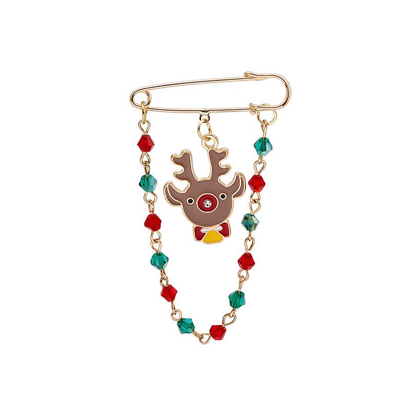 Cartoon New Christmas Brooch Retro Metal Tassel Dripping Oil Christmas Wreath Old Man Brooch Pin Batch