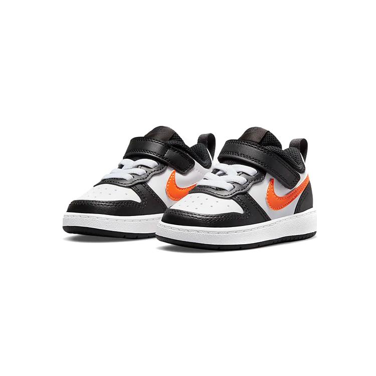 Nike Court Borough Low 2 Low Top Skateboard Shoes Black White Orange Infant And Toddler BQ5453-115