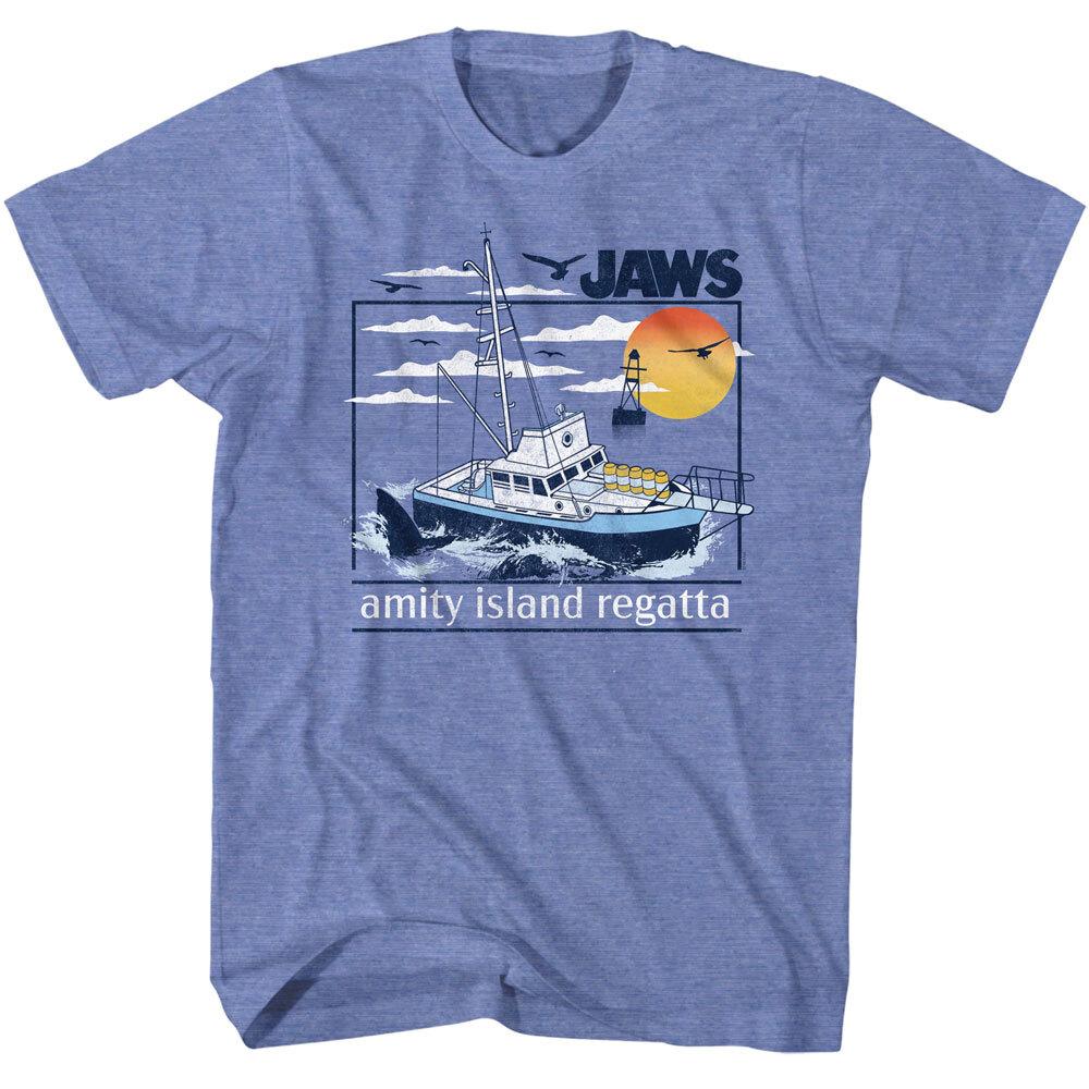 Jaws 70 Thriller Movie Amity Island Regatta Orco Boat Seagulls Men T Shirt S