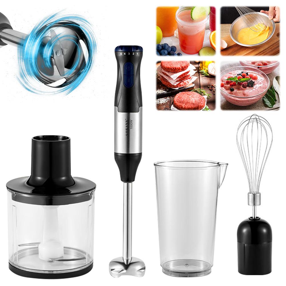 4-in-1 Handheld Electric Food Mixer Small Hand Blender Cordless Small Food Chopper Rechargeable for Lattes Cappuccino Matcha Egg
