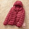 Women's Lightweight Down Jacket Short Warm Fashionable Hooded Lightweight Fitted Outerwear
