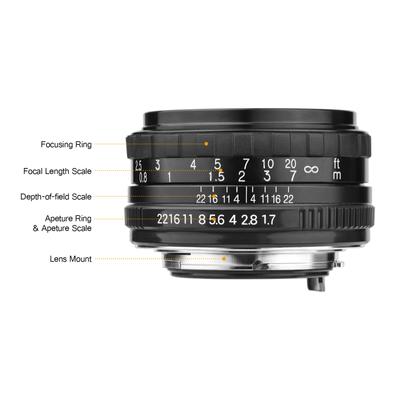 50mm F1,7 Objektiv fotoaparátu s velkou světelností Manuální ostření Prime Lens PK Náhradní bajonet pro Pentax K1/