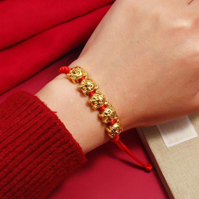 Five Tigers Send Blessing Men's and Women's Bracelets, Natal Year, Tiger Year, Red Rope Woven Bracelet, Good Luck, Safe and High-end Hand Rope Jewelry