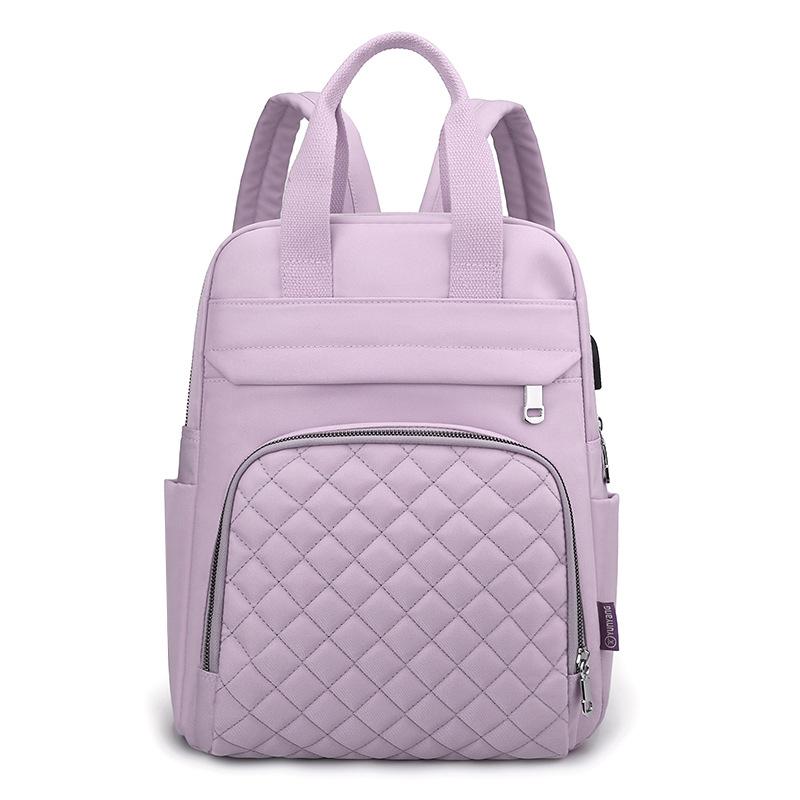 Nouveau sac à dos d'automne à carreaux losanges pour femmes, sac à dos tendance en tissu nylon, sac pour femmes, sac d'écolier pour étudiantes