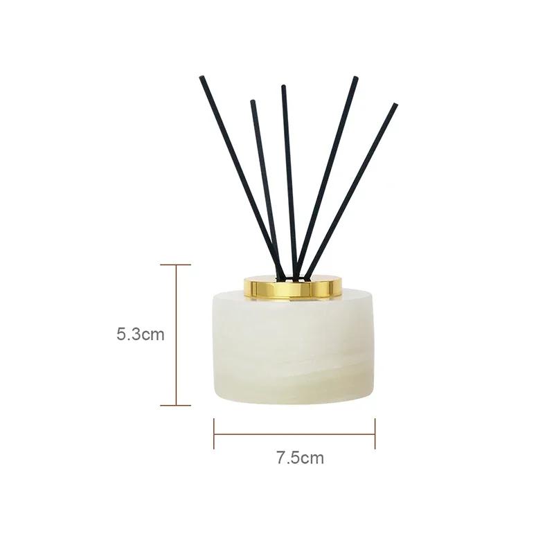White Onyx Natural Marble Bathroom Accessories Luxury Soap Dispenser Cotton Swabs Container Reed diffuser Tray Bathroom Set