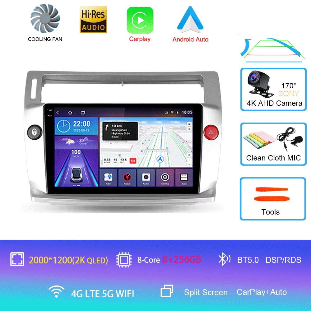 Car Radio Android 14 Carplay For Citroen C4 C-Triomphe Quatre 2004-2014 Multimedia Video 2Din DVD Stereo Speaker Audio Head Unit