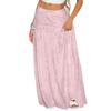 Women's Casual High Waist Maxi Skirt Elastic Waistband Solid Color Ruffle Hem Stretchy Bodycon Skirt for Daily Wear