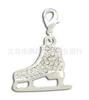 Zinc Alloy Rhinestone Ice Skate Pendant Necklace