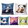 Animated Panda Pillow Case Square Pillow Bedroom Sofa Leisure Comfort Cushion Car Living Room Home Decoration 40X40