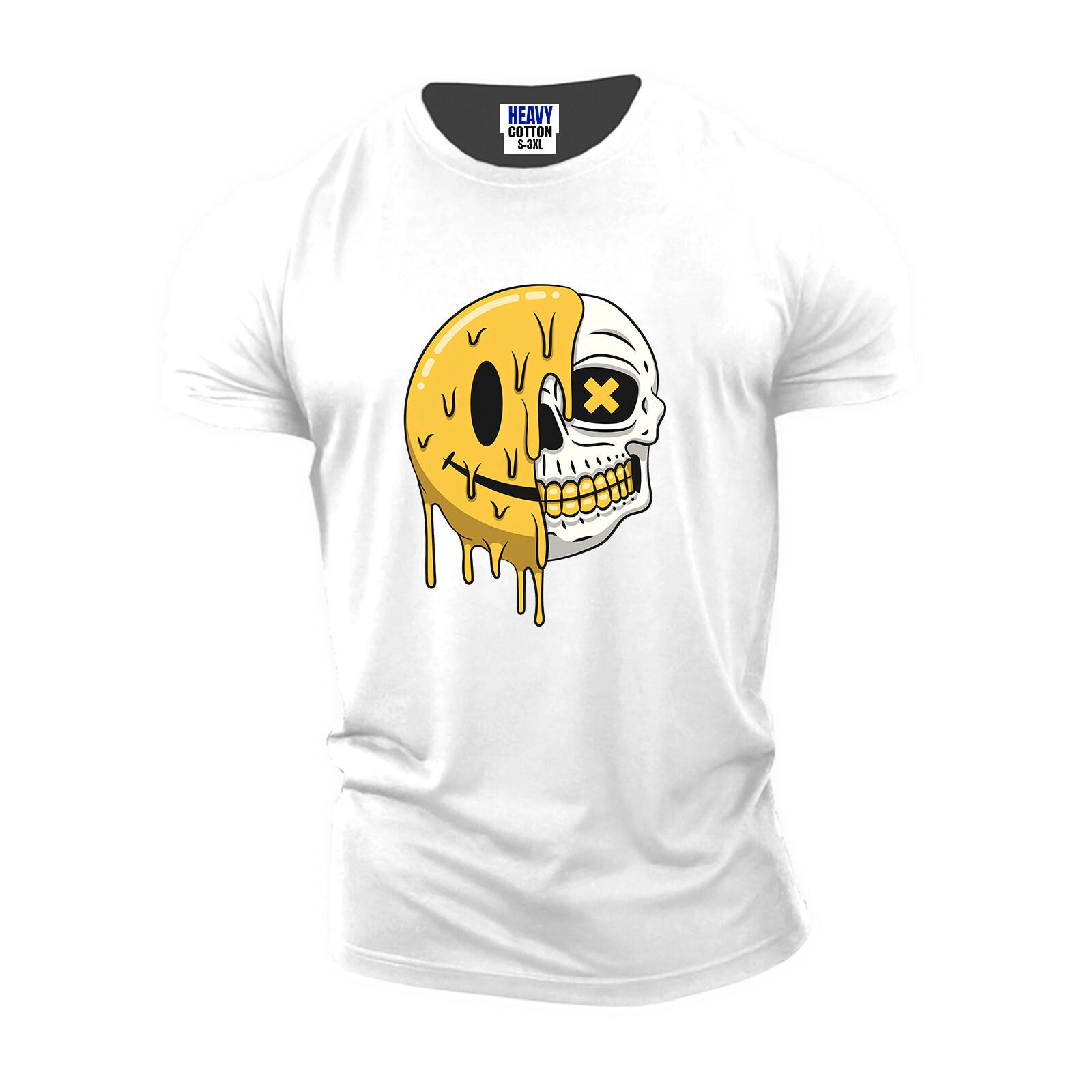 

Dropping Smile Skull Men s T-Shirt Horror Funny USA Christmas American Gift Tee 5XL різнокольоровий
